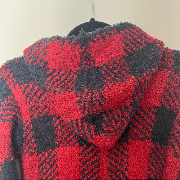 NEW Skims Cozy Unisex Onesie Fleece Hooded Black area Buffalo Check Plaid *T - Picture 8 of 13